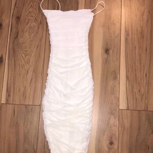 Oh Polly White Bodycon Ruched Dress Sz 0